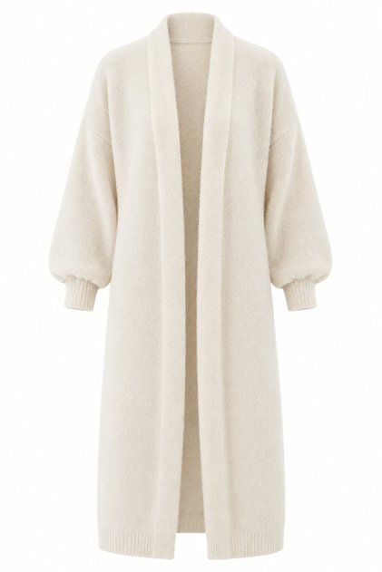 Cream-Colored Long-Sleeve Knitted Cardigan - 2y251015