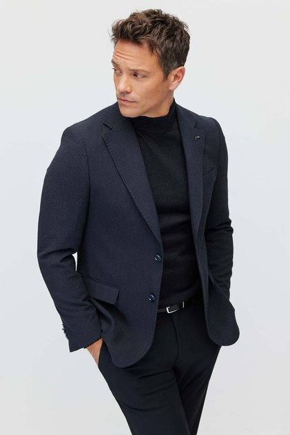 Erkek Çift Düğmeli Dokulu Blazer Ceket