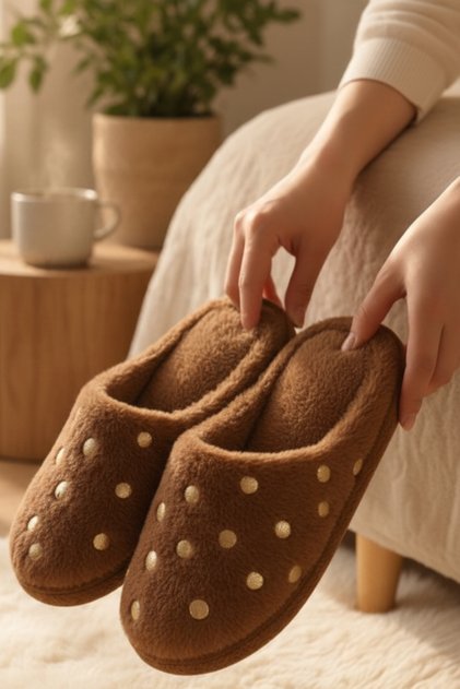 Women's Polka Dot, Quiet, Thick Sole House Slippers. Winter Slippers