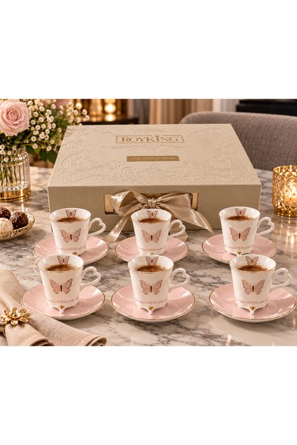 6-Piece Butterfly Coffee Cup Set, Pink
