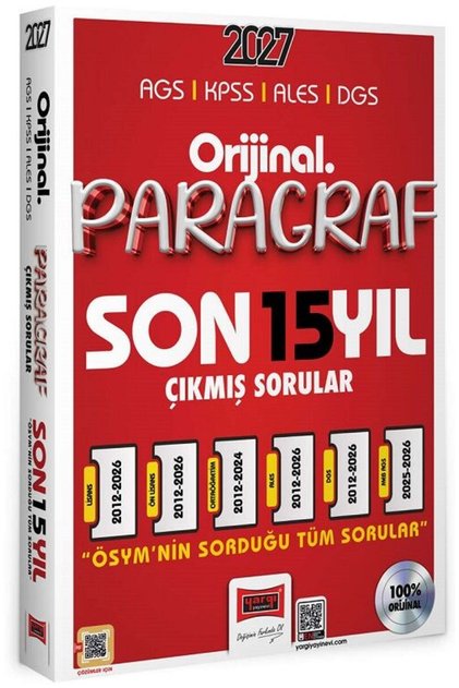 Yargı 2027 KPSS MEB-AGS ALES DGS Paragraf Orijinal Çıkmış Sorular Son 15 Yıl Çözümlü
