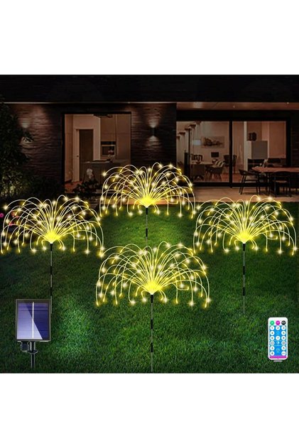 Solar Garden Lights, 2 Pcs Firework Landscape Lamp, Waterproof Outdoor Light for Path and Flower Bed