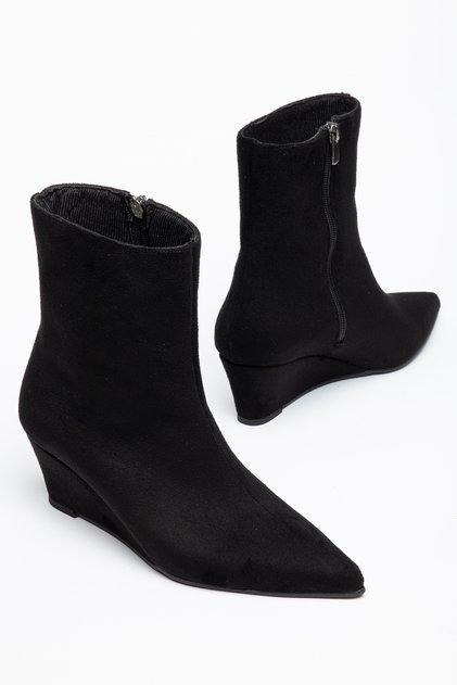 Bella Sculptural Heel, Pointed Toe, Dark Brown Suede Women's Boots