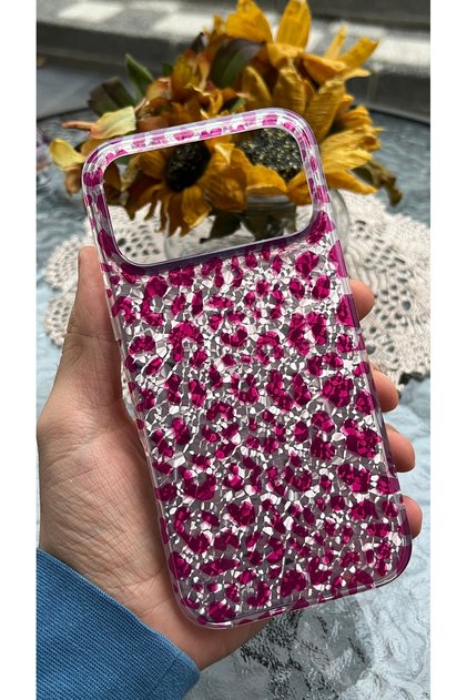 Compatible with iPhone 18 Pro Max / 17 Pro Max - Shimmering Protective Case with Speckled Aurora Leopard Pattern