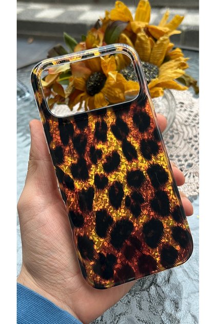 Compatible with iPhone 18 Pro Max / 17 Pro Max - Shimmering Protective Case with Speckled Aurora Leopard Pattern