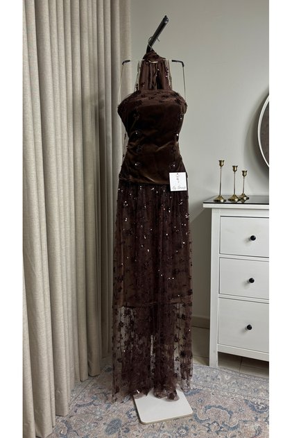 Velvet Evening Dress with Shawl