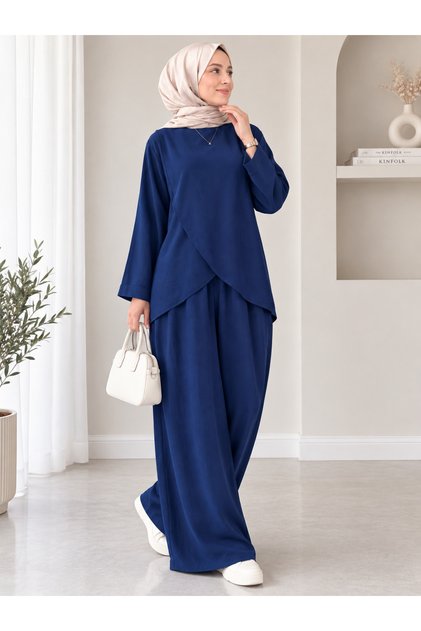 Women's Modest Clothing: Modal Fabric, Cravuze-Style, Crew Neck Tunic Top and Bottom Set