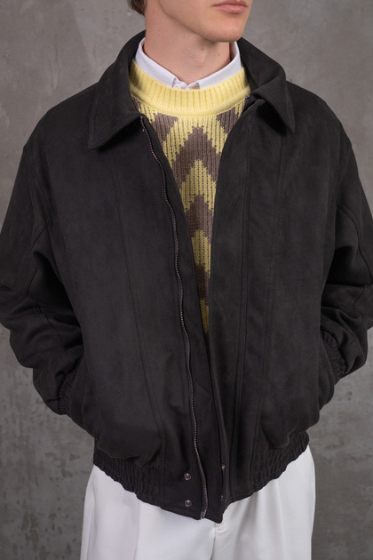 Men's Oversized Suede Bomber Jacket