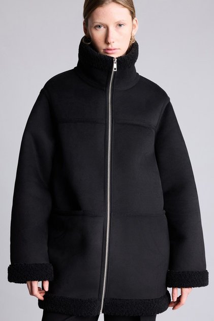 Regular Fit Zippered Plush Detailed Thick Coat I2765Ax26Wn