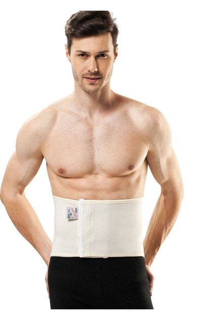 Men's Beige Extra Sanitary Orthopedic Velcro Wool Waist Corset