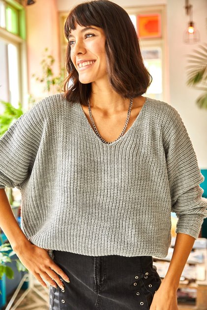 V-Neck Thessaloniki Knit Oversize Knitwear Sweater