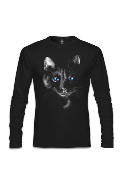 Lord T-Shirt Erkek Siyah Cat In Blue Sweatshirt - 1