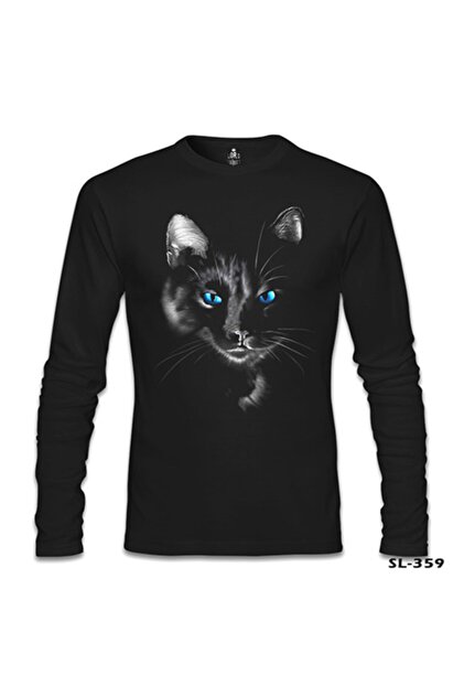 Lord T-Shirt Erkek Siyah Cat In Blue Sweatshirt - 2