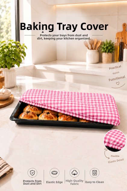 Red Gingham Elastic Baking Sheet Cover, Dust and Dirt-Proof Sheet Cover