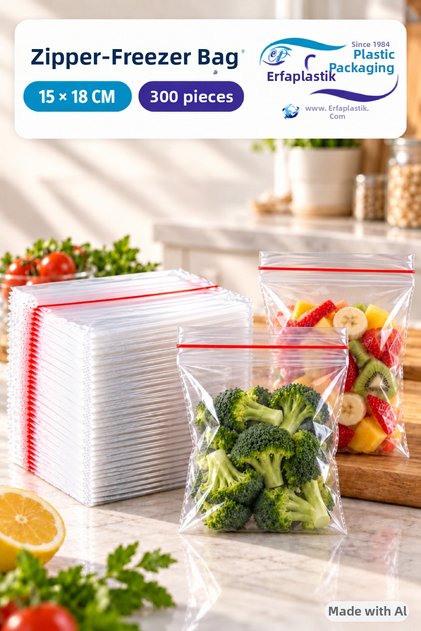 15x18 cm, 300-Pack of Zipper-Seal Refrigerator Bags, Clear Storage Bags for Vegetables, Fruit, and Sandwiches