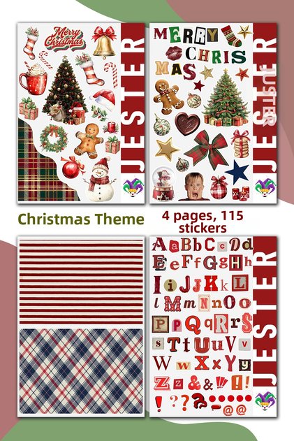 Christmas and New Year's-Themed 4-Page Spreads, Stickers, Decals, Diary, Planner, Bullet Journal, Scrapbook
