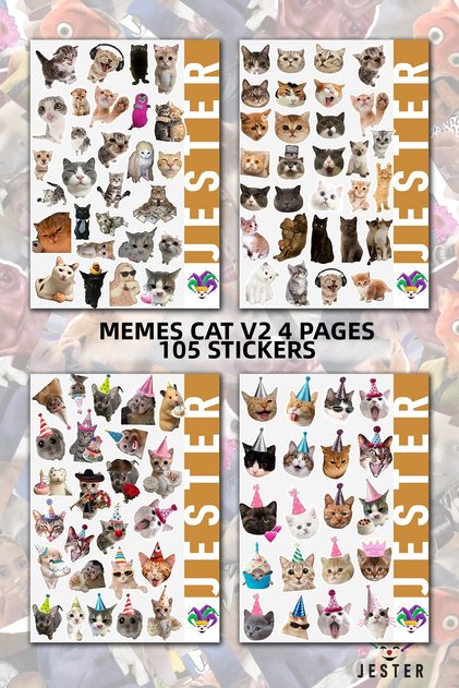 MEMES FUNNY CAT, CAT 4 PAGES, Sticker, Decal, Journal, Planner, Bullet