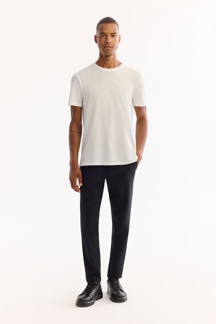 Men's Black Quick-Drying Anti-Wrinkle Slim Fit Pants with Elastic Sides A52Y3077