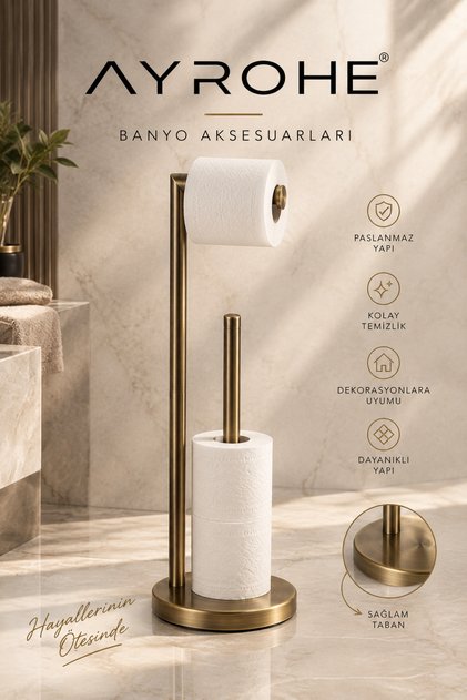 Akçayazı Ayaklı WC Kağıtlık Seti Antik