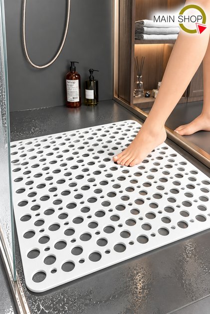 Main Shop Kare Bubble Banyo ve Duş Paspası - 54 x 54 cm Beyaz Kaymaz Mat M-149