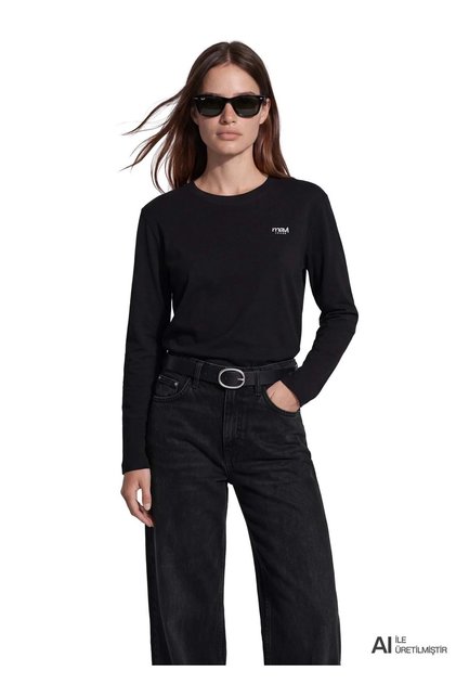 M1620079 Jeans Printed T-Shirt Women's T-Shirt Black
