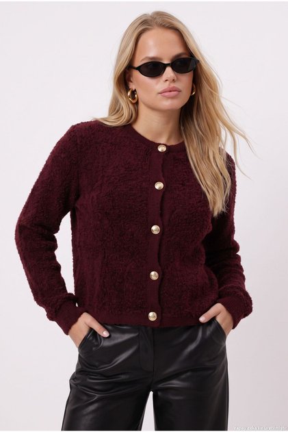 Women's Enda Burgundy Boucle Cardigan