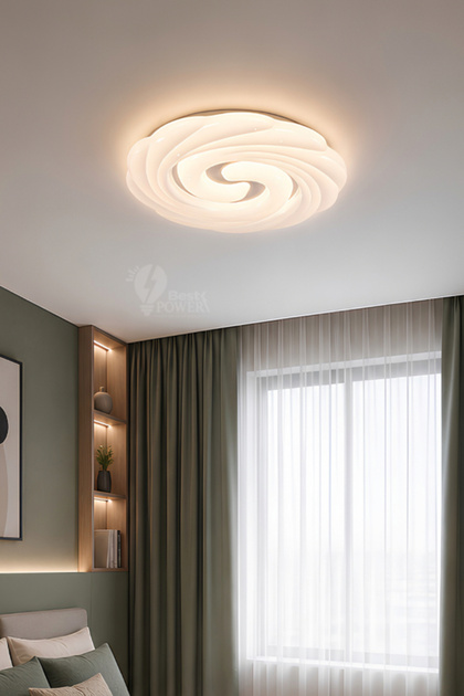 Modern Led Ceiling Light with Spiral Interlocking Design and Three Levels of Lighting - 60W Ceiling Plafond Fan (Model 2209-400)