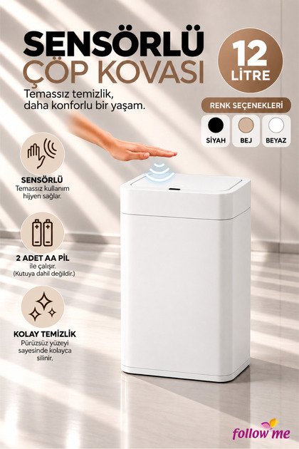 Sensörlü Çöp Kovası 12 Litre -FM414701-Y
