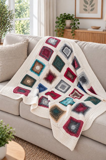Hand Knitted Sofa Shawl & TV Blanket & Knee Blanket