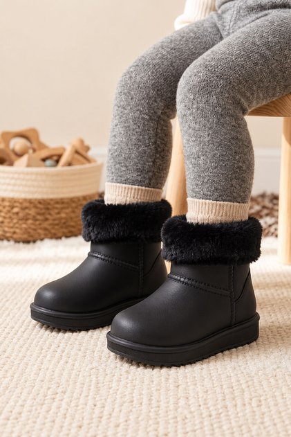 Baby Kids Unisex Waterproof Fur Boots Children's Winter Water Resistant Children's Fur Boots