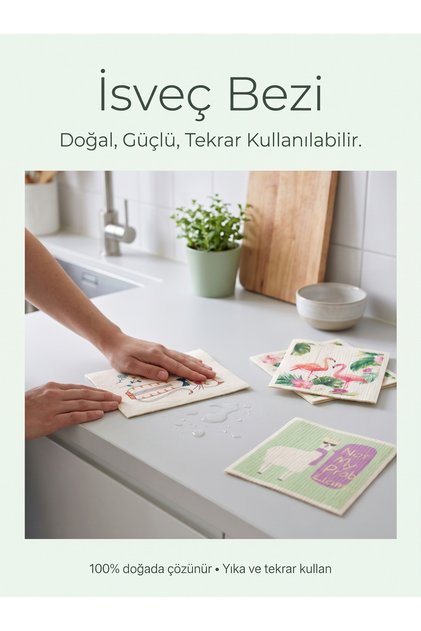 Swedish Dishcloth Cotton Cellulose Blend Ultra Absorbent Long-Lasting Multi-Purpose Cleaning Cloth Animal Patterned 3-Pack