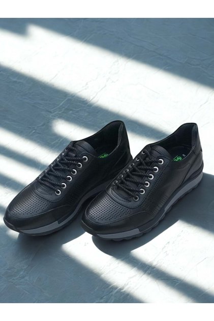 Men's Leather Casual Shoes 13004 - Black - 40