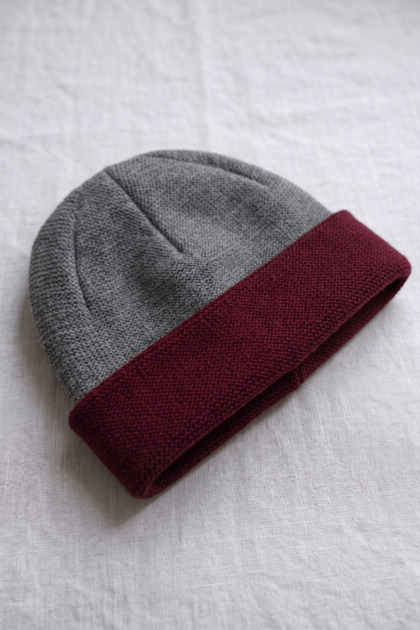 Beretă de iarnă unisex, pliabilă, cu două fețe, culoare uni, roșu claret și gri