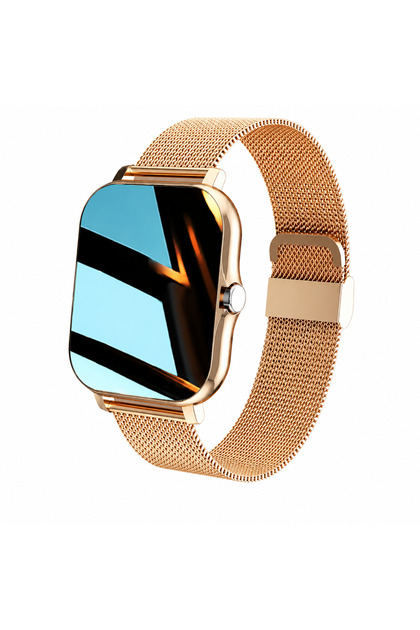 Smartwach-fitness Spovan Y13 , Premium DAMA , Apel Bluetooth, Ecran 1.69", Notificări, Monitorizare Sănătate, Rezistent la Apă IP67 , Android ,Curea metalica Gold + Curea silicon Gold