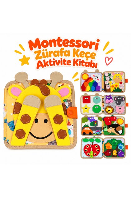 Montessori Felt Busy Board - Giraffe Activity Book