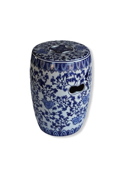 Bleu Blanc Kulplu Seramik Tabure ( 29,2 X 29,2 X 42,2 Cm )