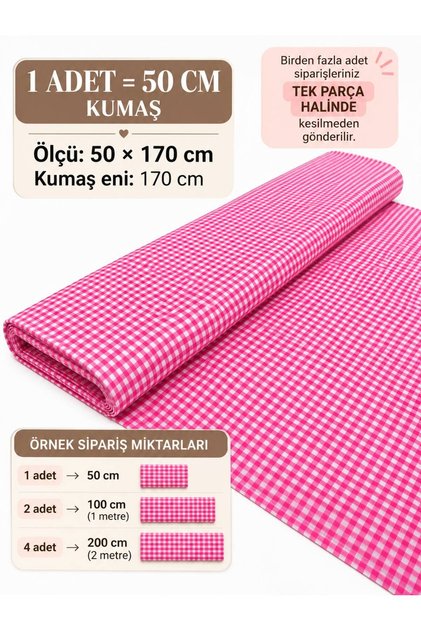 100% Cotton Patterned Poplin Fabric - Checkered - (50×170cm)