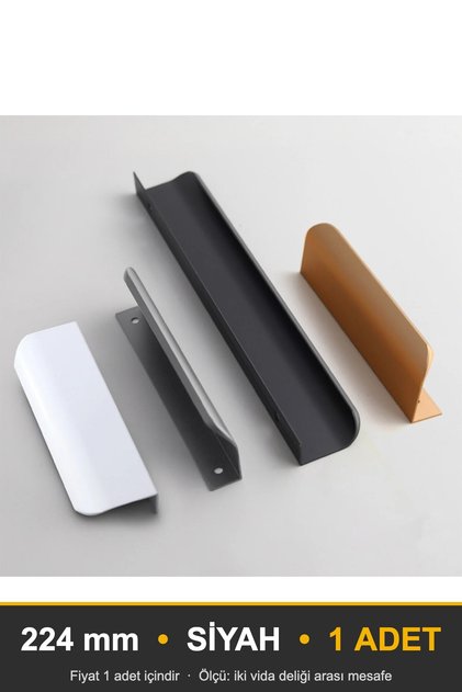 Lidya Integrated Black 224 mm Handle, Luxury Country Kitchen Furniture Cabinet Drawer Handle