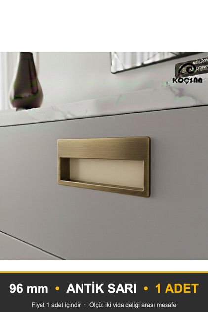 Flush Handle Luxury Country Kitchen Furniture Cabinet Drawer Handle Antique Yellow 96 mm