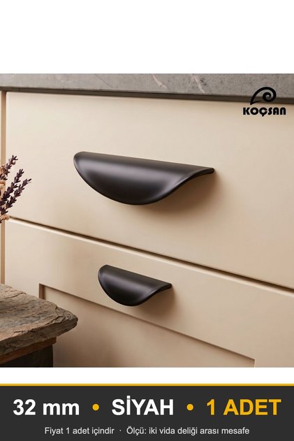 Leaf Black 32 mm Handle Luxury Country Kitchen Furniture Cabinet Drawer Handle