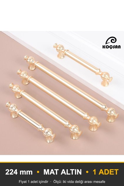 Ebrar Matte Gold 224 mm Handle Luxury Country Kitchen Furniture Cabinet Drawer Handle