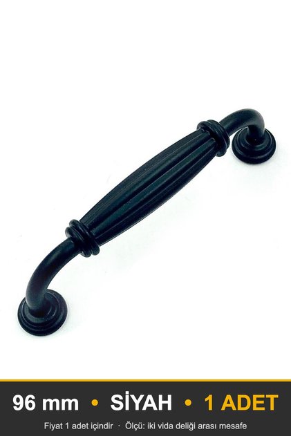 Kardelen Black 96 mm Handle Luxury Country Kitchen Furniture Cabinet Drawer Handle