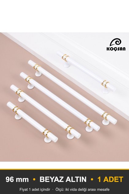 Esin White Gold 96 mm Handle Luxury Country Kitchen Furniture Cabinet Drawer Handle