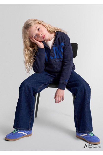 Logo Printed Navy Blue Sweatshirt 7S20067-84371