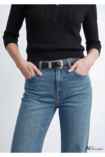 Black Faux Leather Belt 1914196-900