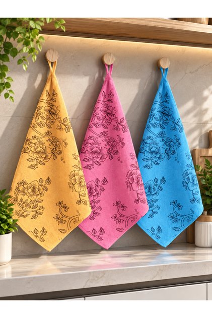 Premium | Velvet Patterned Kitchen Cloth | Stain-Proof, Odor-Free 30X30Cm X3 Pieces