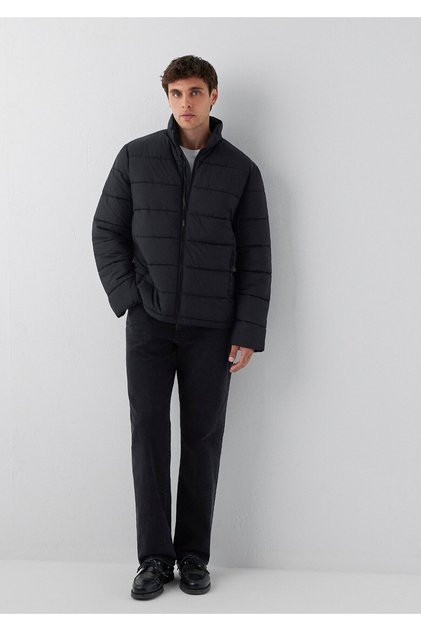 High Collar Black Inflatable Coat 0110838-71379