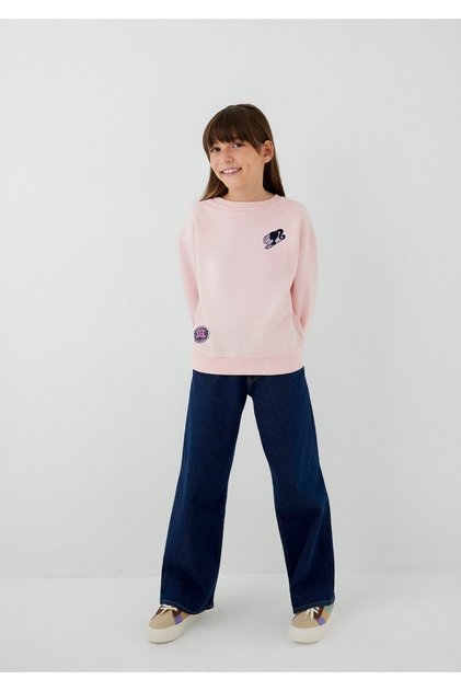 Barbie Baskılı Kapüşonsuz Sweatshirt 7S10209-90773