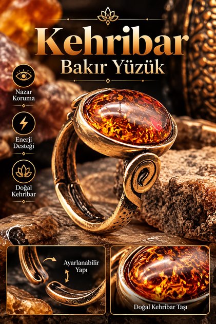 Copper Amber Trend Design Quality Ring Adjustable (Gift, Special Day, Trend)