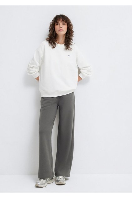 Wide Leg Gray Basic Sweatpants 1011057-70096